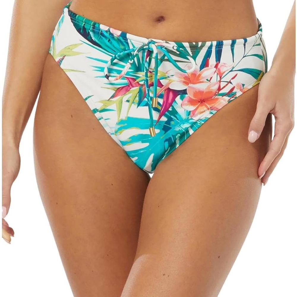 Tropical Floral High-Waist Bikini Bottom